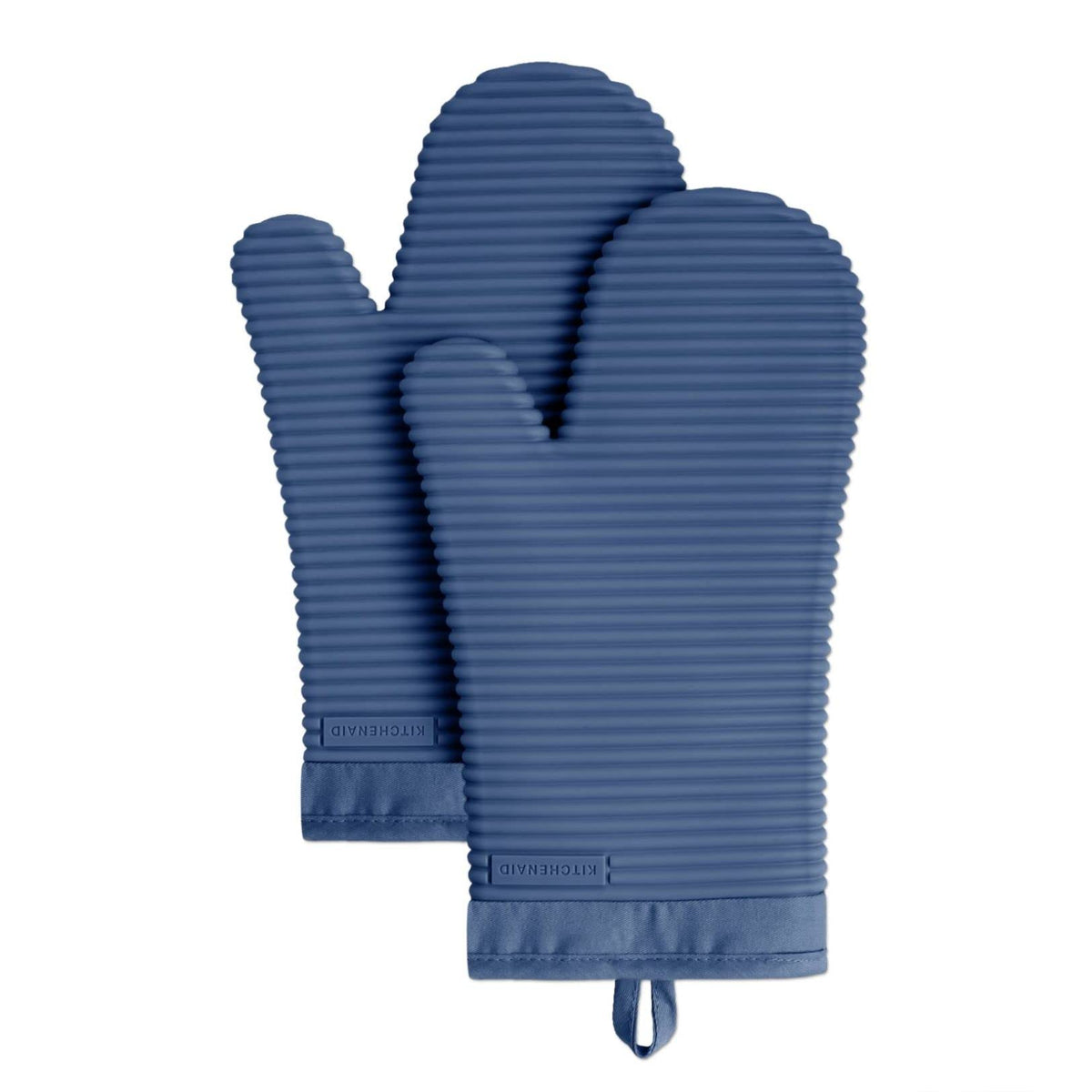 KITCHENAID Ribbed Soft Silicone Oven Mitt 2-Pack Set, 7.5"x13", Milkshake Tan