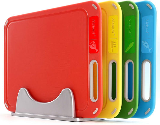 Color Coded Cutting Boards Set of 4 with Holder, BPA-Free