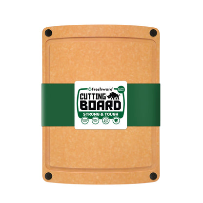 Freshware Wood Cutting Boards for Kitchen, Dishwasher Safe, Medium 12" x 9" and Large, 15" x 11.25", Set of 2, Natural