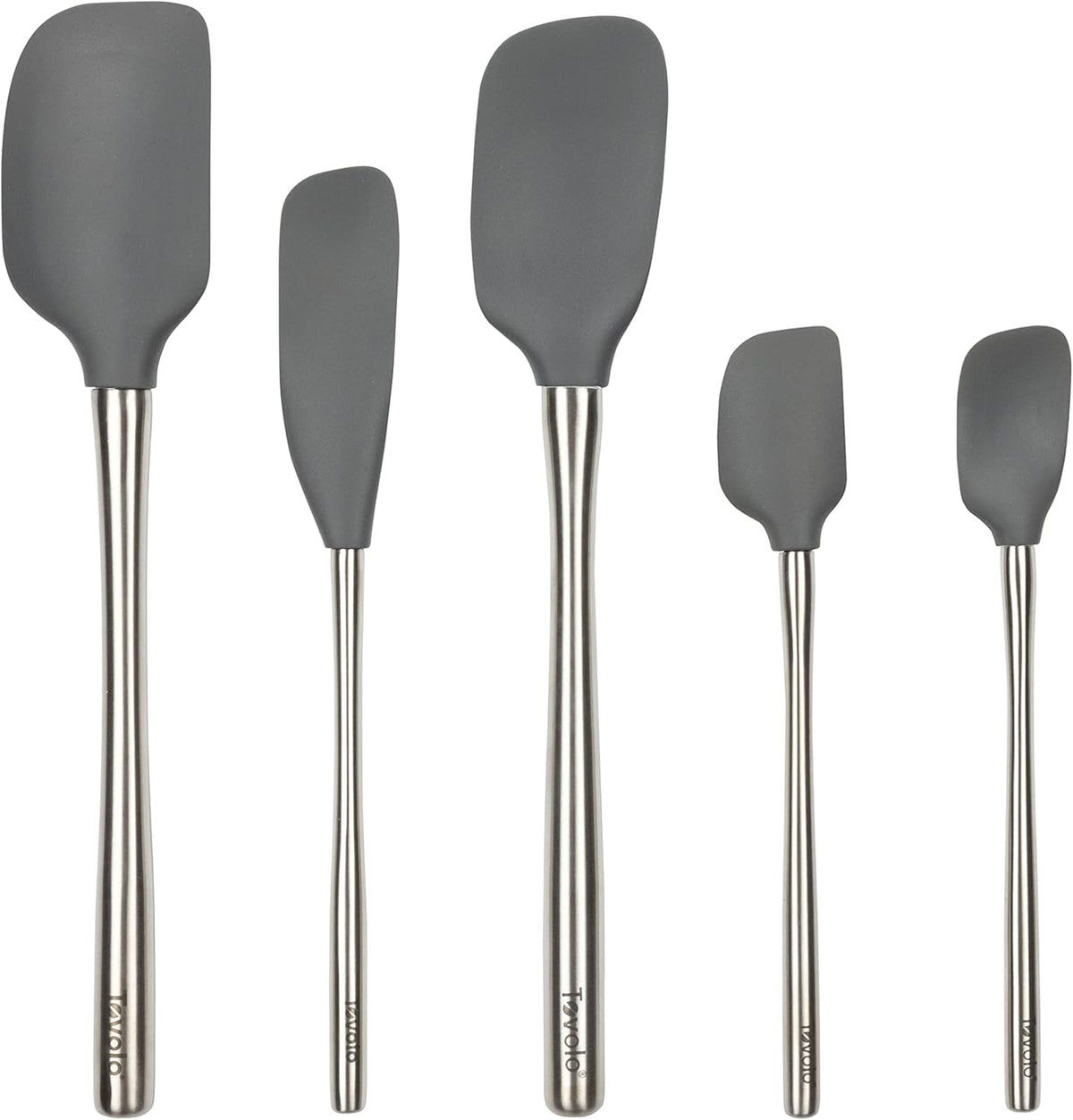Tovolo Flex Core 5 Piece Silicone Spatula Set Heat Resistant All Silicone Utensils Include Non Stick Spatula Spoonula Jar Scraper, Dishwasher Safe BPA Free Spatulas for Baking Mixing, Pesto Green