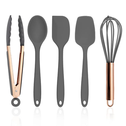 COOK WITH COLOR Silicone Cooking Utensils, Kitchen Utensil Set, Easy to Clean Silicone Kitchen Utensils, Cooking Utensils for Nonstick Cookware, Kitchen Gadgets Set, Mini, Marble White