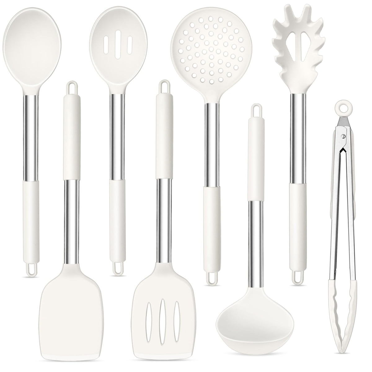 TeamFar Kitchen Utensils Set of 8, Silicone Utensils Kitchen Tools Set
