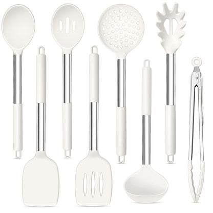 TeamFar Kitchen Utensils Set of 8, Silicone Utensils Kitchen Tools Set