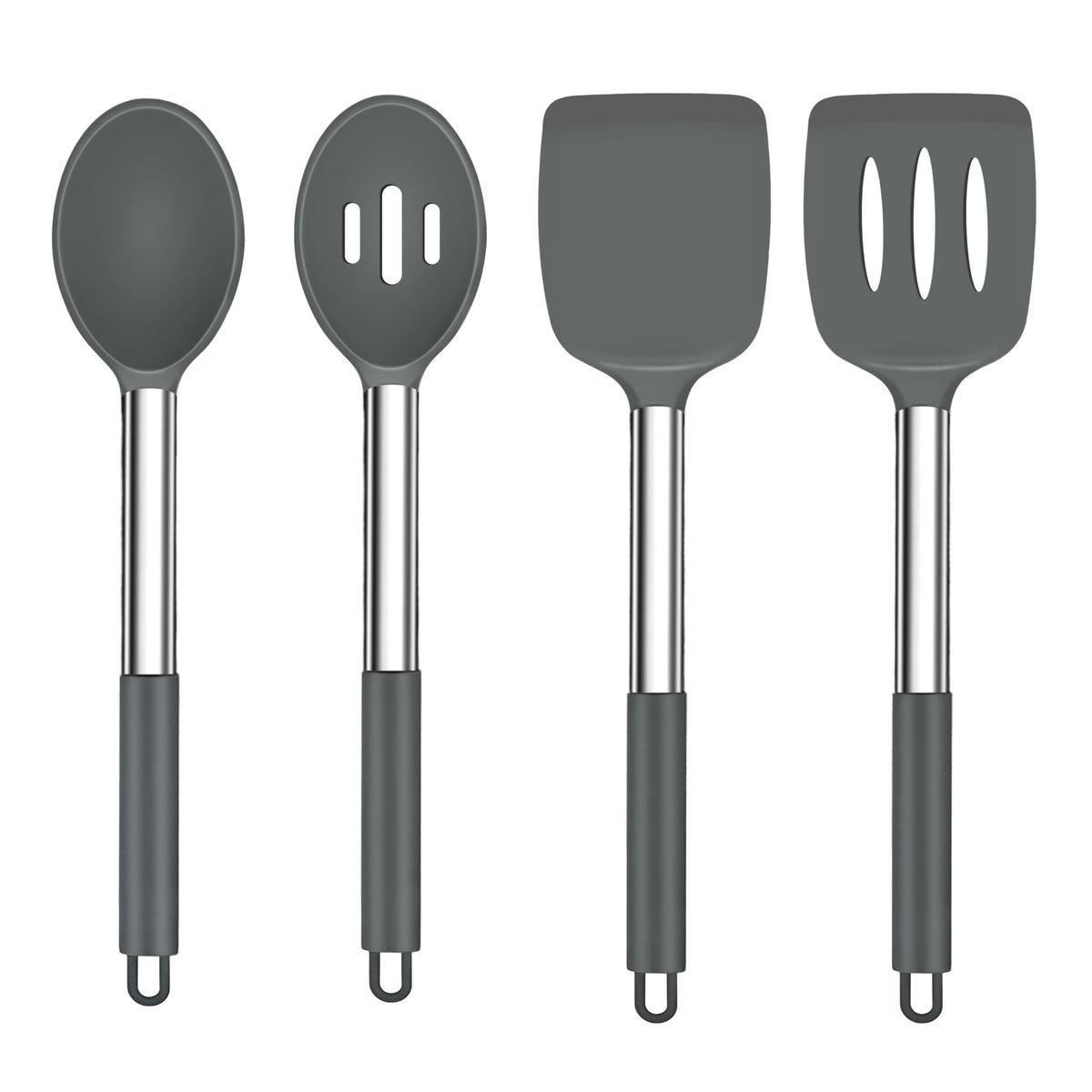 TeamFar Kitchen Utensils, 4 PCS Silicone Cooking Utensils Spatula Spoon Set
