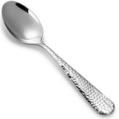 KEAWELL Premium Louise Hammered 4-Piece Soup Spoon Set (7" Soup Spoons)