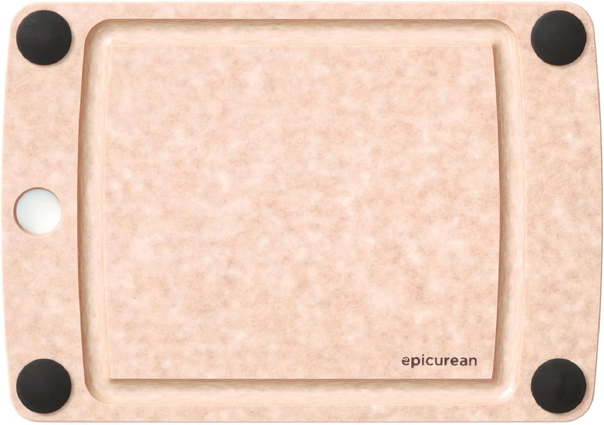 Epicurean All-In-One Cutting Board with Non-Slip Feet and Juice Groove, 17.5" × 13", Natural/Black