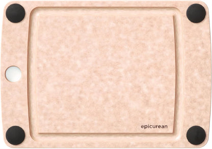 Epicurean All-In-One Cutting Board with Non-Slip Feet and Juice Groove, 17.5" × 13", Natural/Black