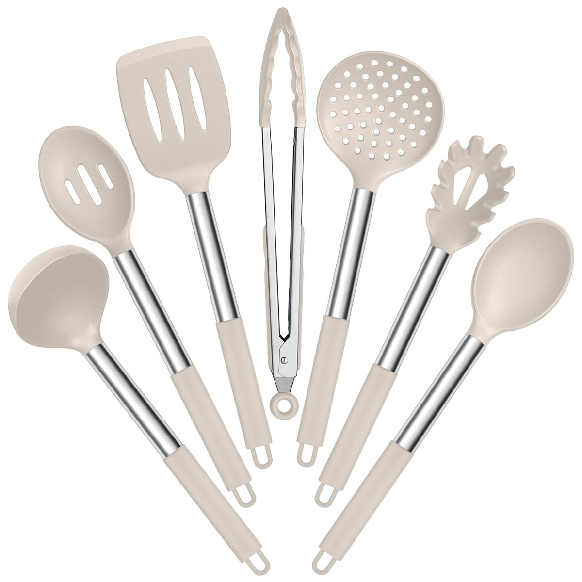 E-far Silicone Cooking Utensils Set, 7-Piece Black Kitchen Utensils Set