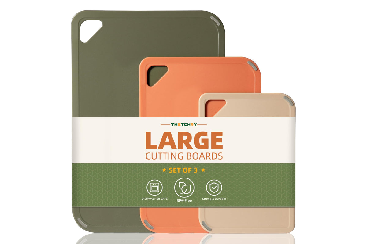 THETCHRY Plastic Cutting Board Set of 3-Cutting Boards for Kitchen BPA Free