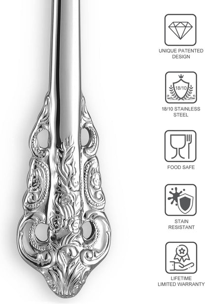 KEAWELL Gorgeous 4-Piece 18/10 Stainless Steel Soup Spoon Set (Silver)