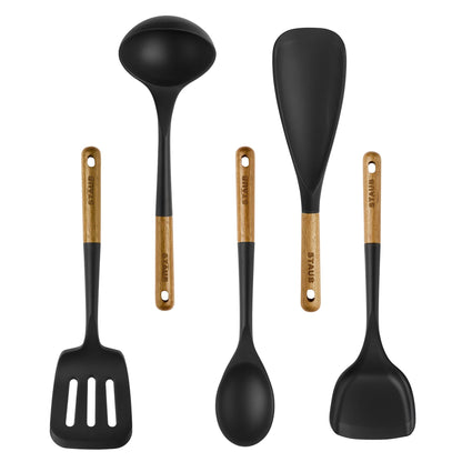 Staub 5-Pc Cooking Utensil Set, Non-Stick Silicone, Black