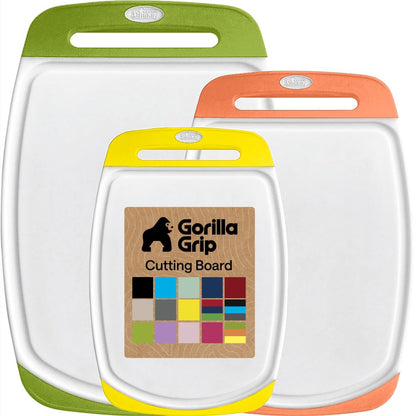 GORILLA GRIP BPA-Free Reversible Kitchen Cutting Board, Set of 3, Black