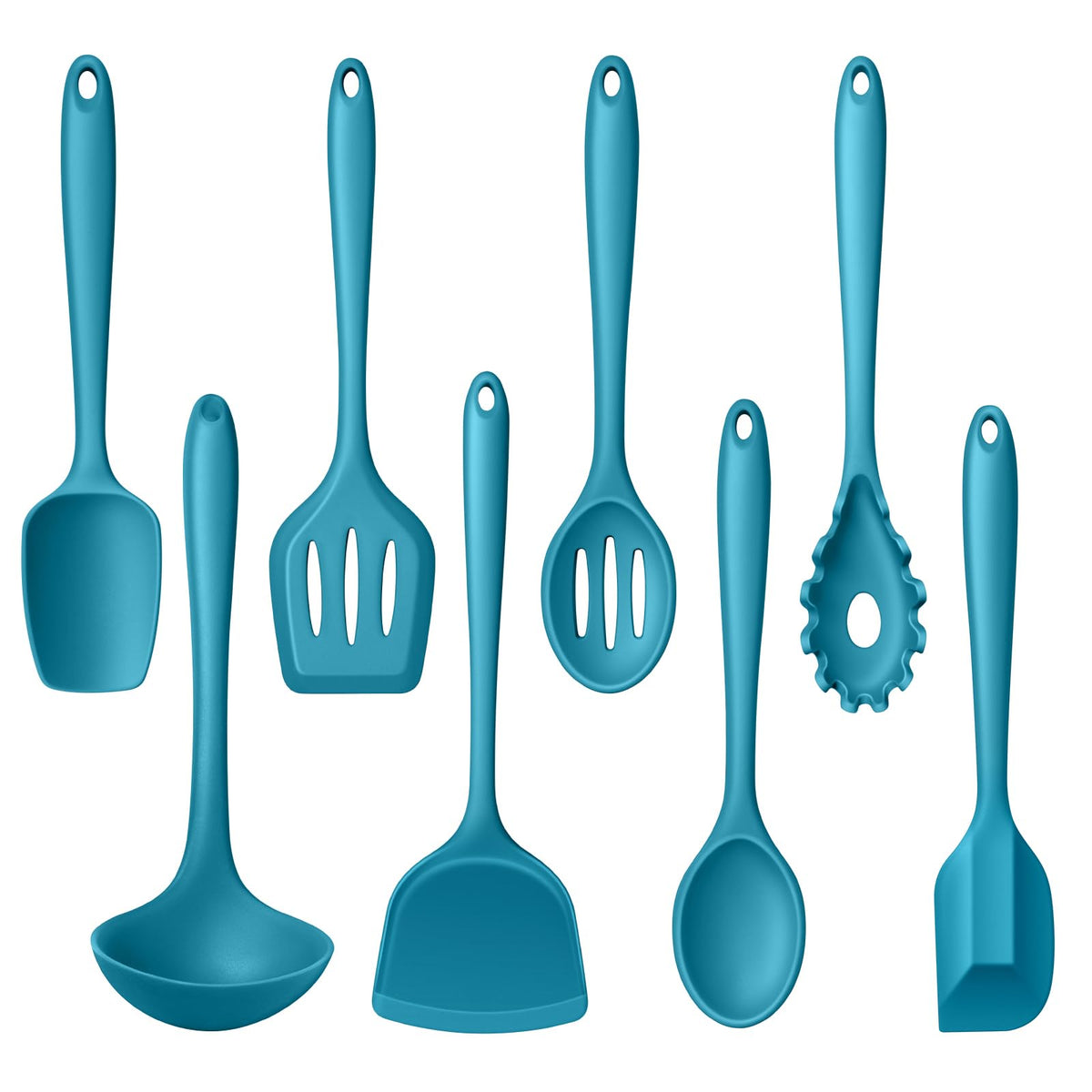 LIANYU Non-Toxic Kitchen Cooking Utensils Set, 8Pcs Khaki Silicone Utensils