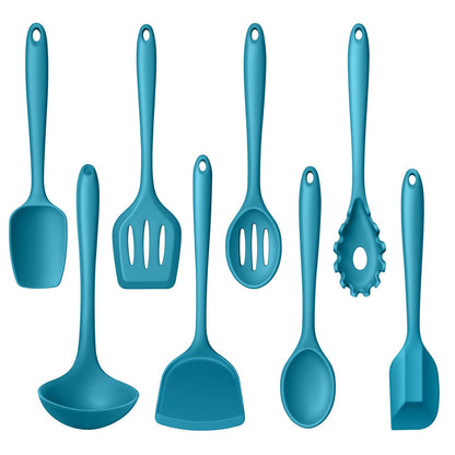 LIANYU Non-Toxic Kitchen Cooking Utensils Set, 8Pcs Khaki Silicone Utensils