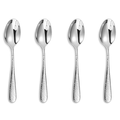 KEAWELL Premium Louise Hammered 4-Piece Soup Spoon Set (7" Soup Spoons)