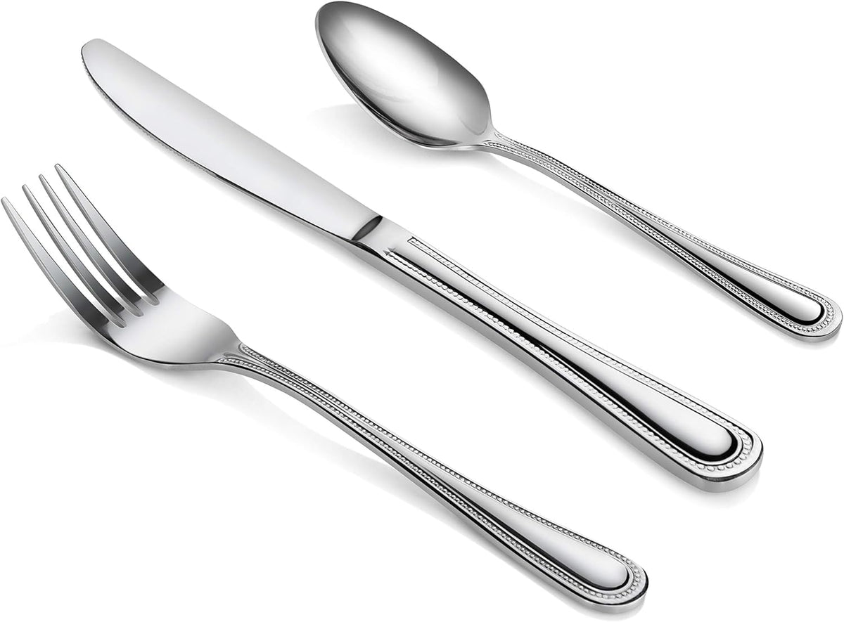 New Star Foodservice Bead Pattern 18/0 Stainless Steel Bouillon Spoon, 6.3-Inch, Set of 12, Commercial Grade