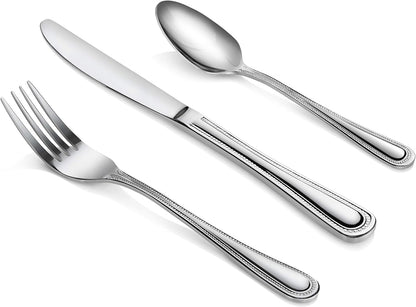 New Star Foodservice Bead Pattern 18/0 Stainless Steel Bouillon Spoon, 6.3-Inch, Set of 12, Commercial Grade