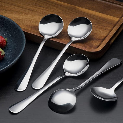 Soup Spoons, 8pcs Stainless Steel Spoons Heavy-Weight Round Spoon Flatware