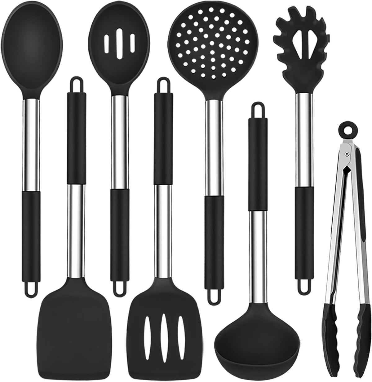 TeamFar Kitchen Utensils Set of 8, Silicone Utensils Kitchen Tools Set