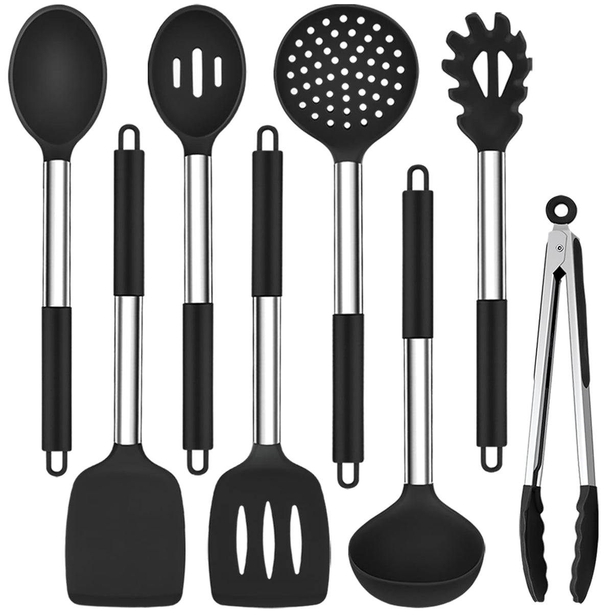 TeamFar Kitchen Utensils Set of 8, Silicone Utensils Kitchen Tools Set