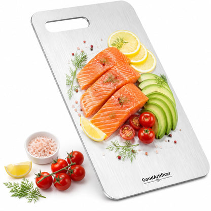 Titanium Cutting Boards Set of 3, 100% Pure Titanium Kitchen Cutting Board, Double-Sided Non-Toxic Cutting Board, Ideal for Slicing and Dicing Meats, Features Handle, Dishwasher Safe