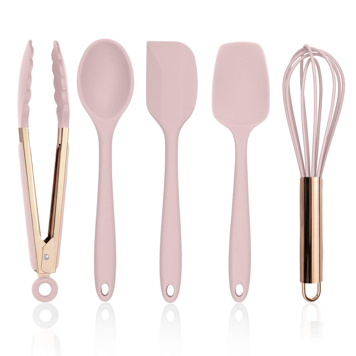 COOK WITH COLOR Silicone Cooking Utensils, Kitchen Utensil Set, Easy to Clean Silicone Kitchen Utensils, Cooking Utensils for Nonstick Cookware, Kitchen Gadgets Set, Mini, Marble White