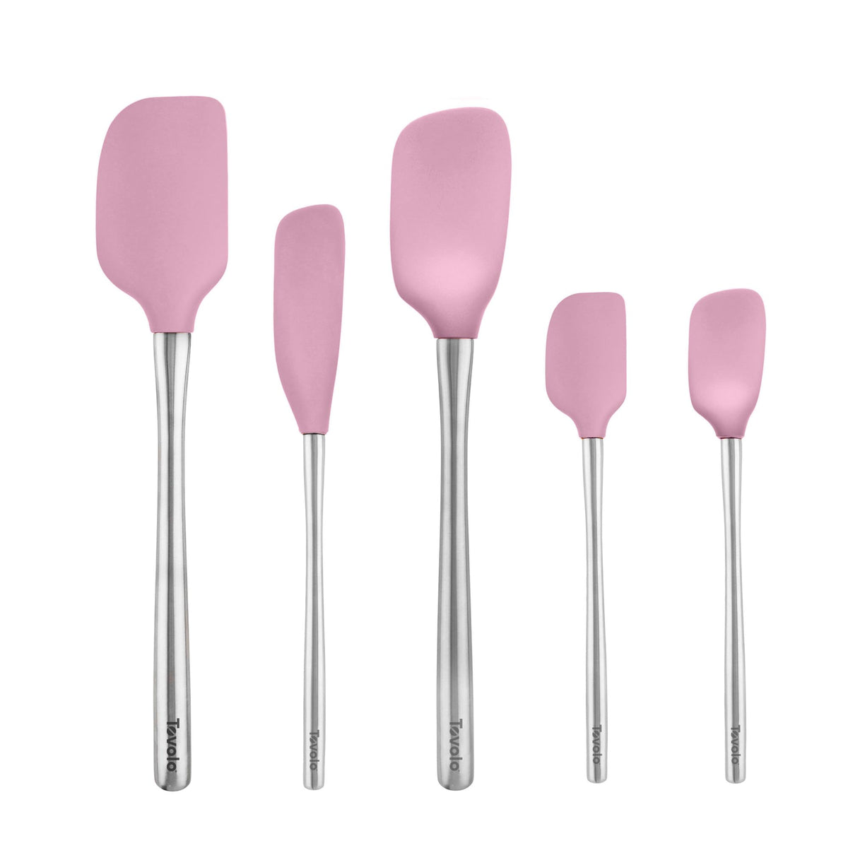 Tovolo Flex Core 5 Piece Silicone Spatula Set Heat Resistant All Silicone Utensils Include Non Stick Spatula Spoonula Jar Scraper, Dishwasher Safe BPA Free Spatulas for Baking Mixing, Pesto Green