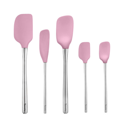 Tovolo Flex Core 5 Piece Silicone Spatula Set Heat Resistant All Silicone Utensils Include Non Stick Spatula Spoonula Jar Scraper, Dishwasher Safe BPA Free Spatulas for Baking Mixing, Pesto Green