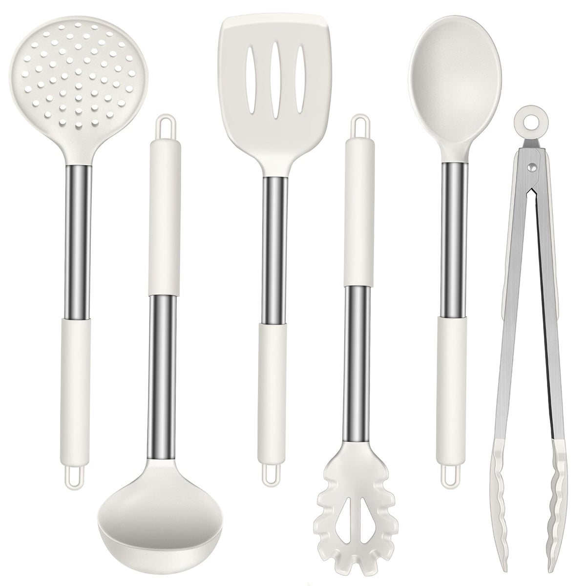 LIANYU Silicone Kitchen Utensils, 6 Pcs Cooking Utensils Spatula Set, Blue