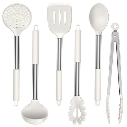 LIANYU Silicone Kitchen Utensils, 6 Pcs Cooking Utensils Spatula Set, Blue