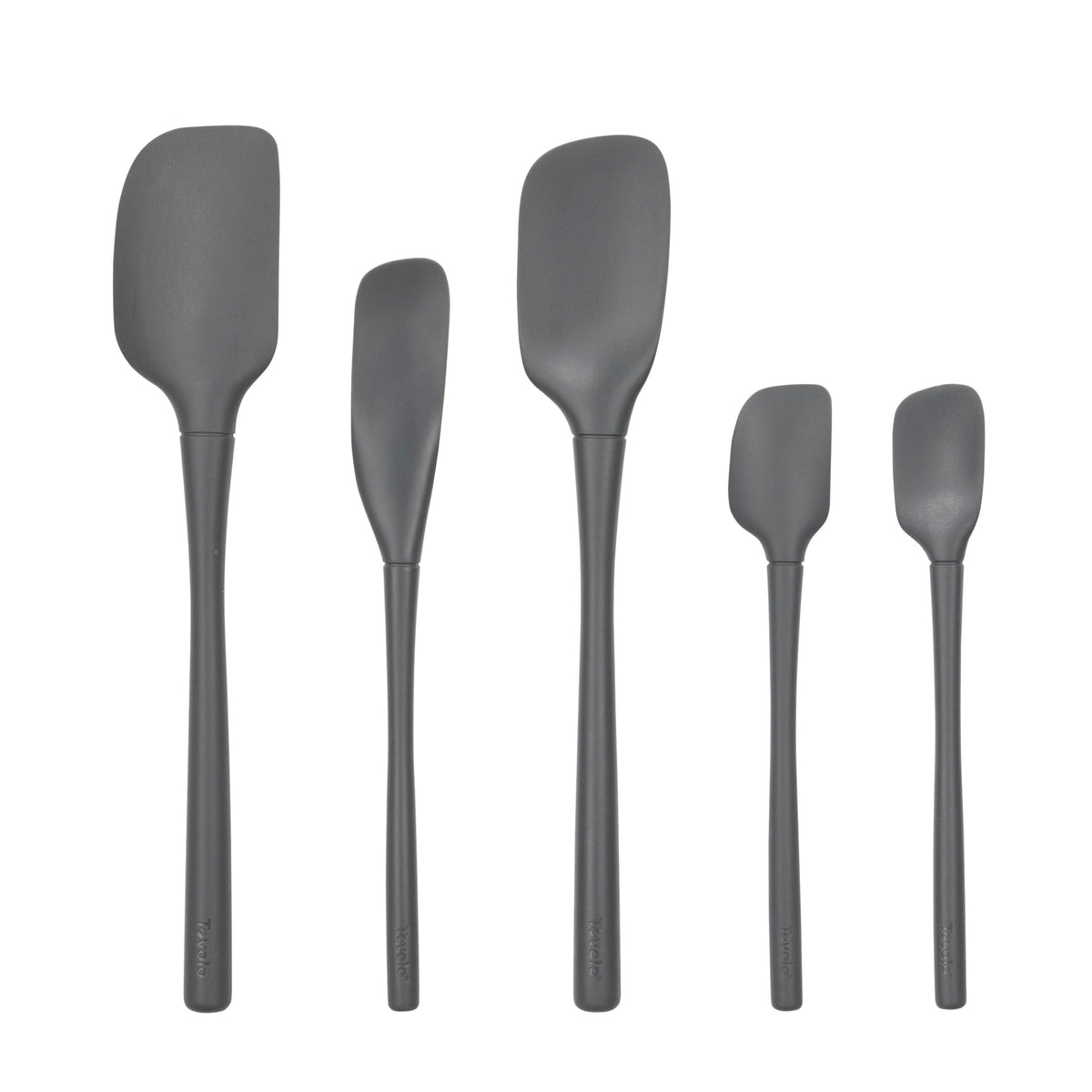 Tovolo Flex Core 5 Piece Silicone Spatula Set Heat Resistant All Silicone Utensils Include Non Stick Spatula Spoonula Jar Scraper, Dishwasher Safe BPA Free Spatulas for Baking Mixing, Pesto Green