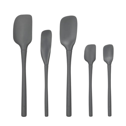 Tovolo Flex Core 5 Piece Silicone Spatula Set Heat Resistant All Silicone Utensils Include Non Stick Spatula Spoonula Jar Scraper, Dishwasher Safe BPA Free Spatulas for Baking Mixing, Pesto Green