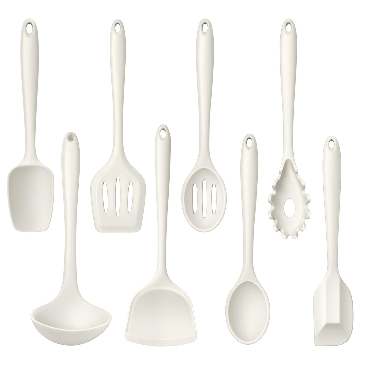 LIANYU Non-Toxic Kitchen Cooking Utensils Set, 8Pcs Khaki Silicone Utensils