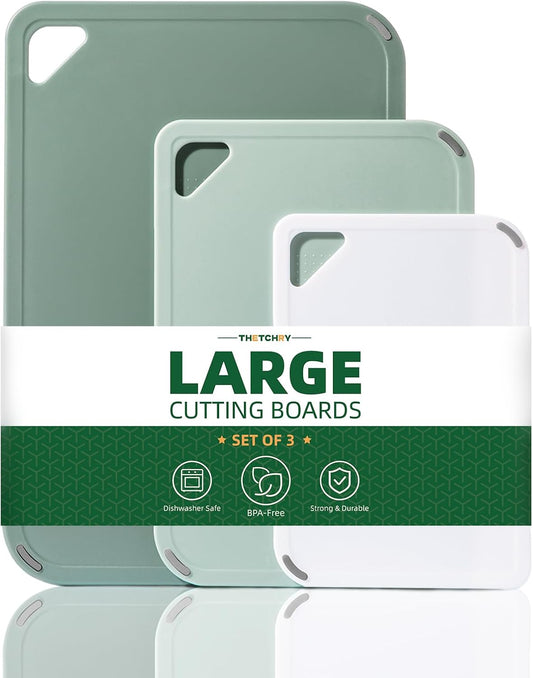 THETCHRY Plastic Cutting Board Set of 3-Cutting Boards for Kitchen BPA Free