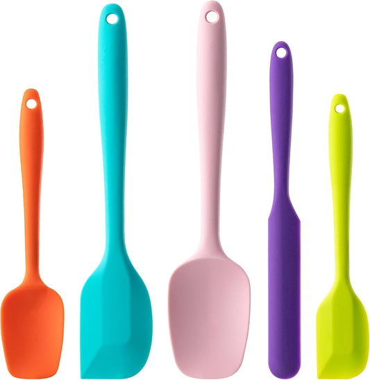 Silicone Spatula Set,5 Piece Food Grade Rubber Spatulas,Multicolor