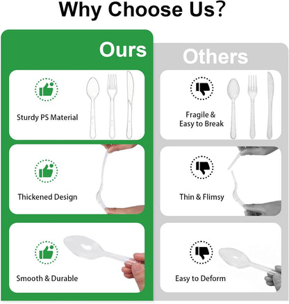 Clawsoff 360 Count Clear Plastic Silverware Set,Disposable Utensils Plastic