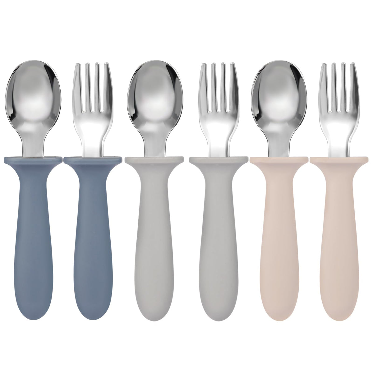 Eascrozn Toddler Utensils, 6 Pack Children Safe Forks and Spoons Set