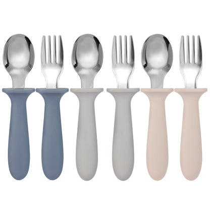 Eascrozn Toddler Utensils, 6 Pack Children Safe Forks and Spoons Set