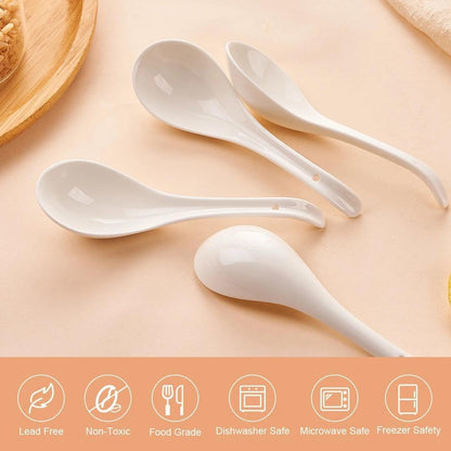 6.6 Inch Asian Soup Spoons, Ceramic Large Japanese Soup Spoons