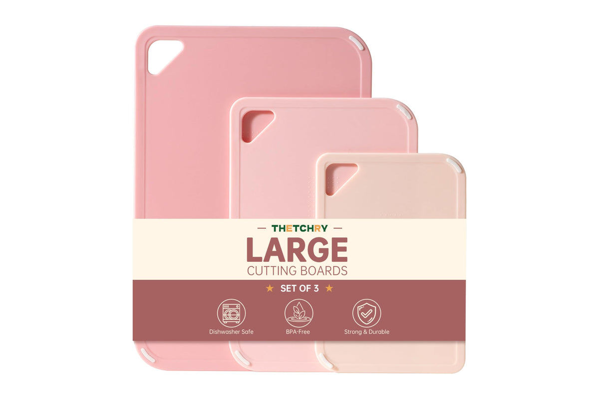 THETCHRY Plastic Cutting Board Set of 3-Cutting Boards for Kitchen BPA Free