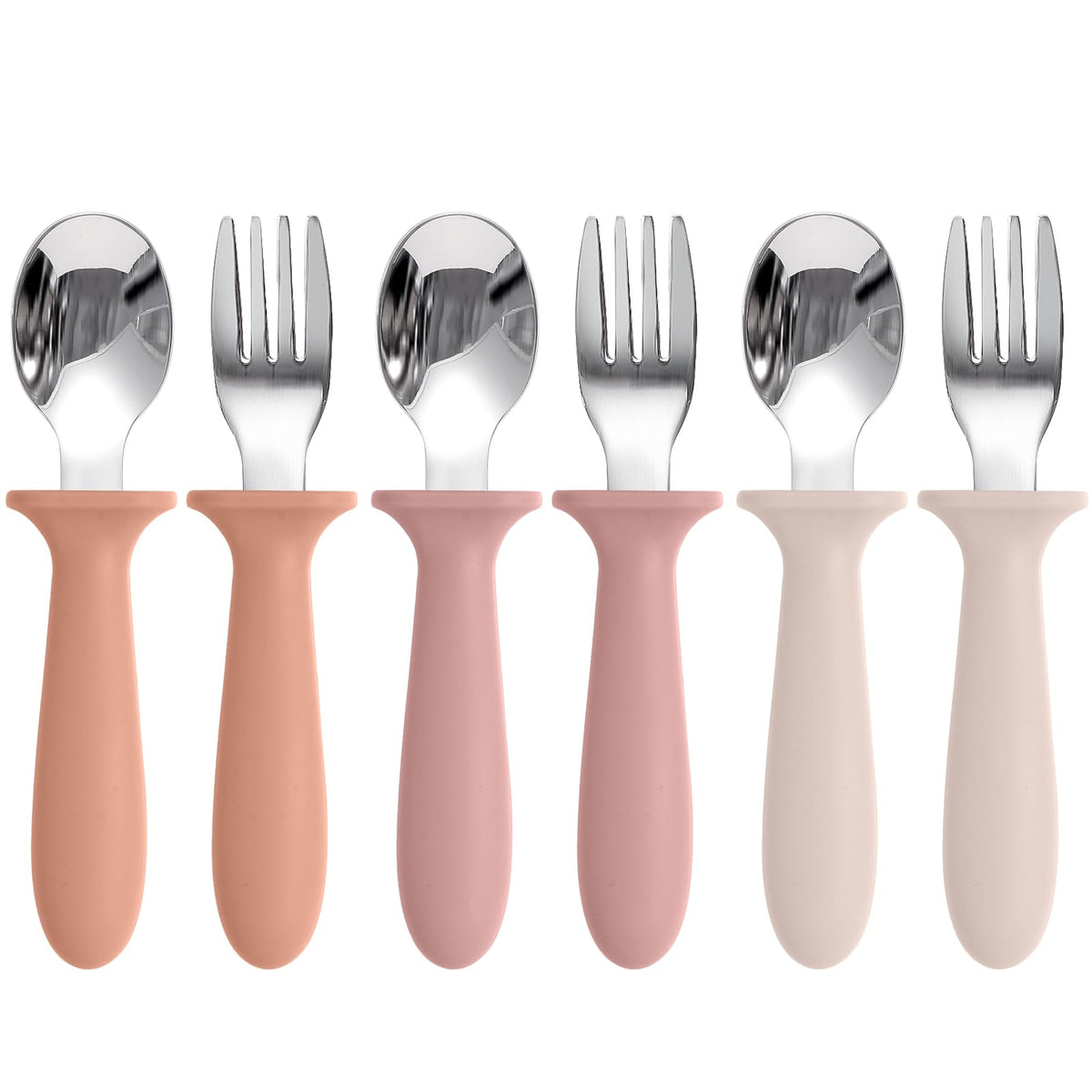 Eascrozn Toddler Utensils, 6 Pack Children Safe Forks and Spoons Set