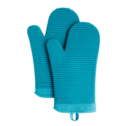 KITCHENAID Ribbed Soft Silicone Oven Mitt 2-Pack Set, 7.5"x13", Milkshake Tan
