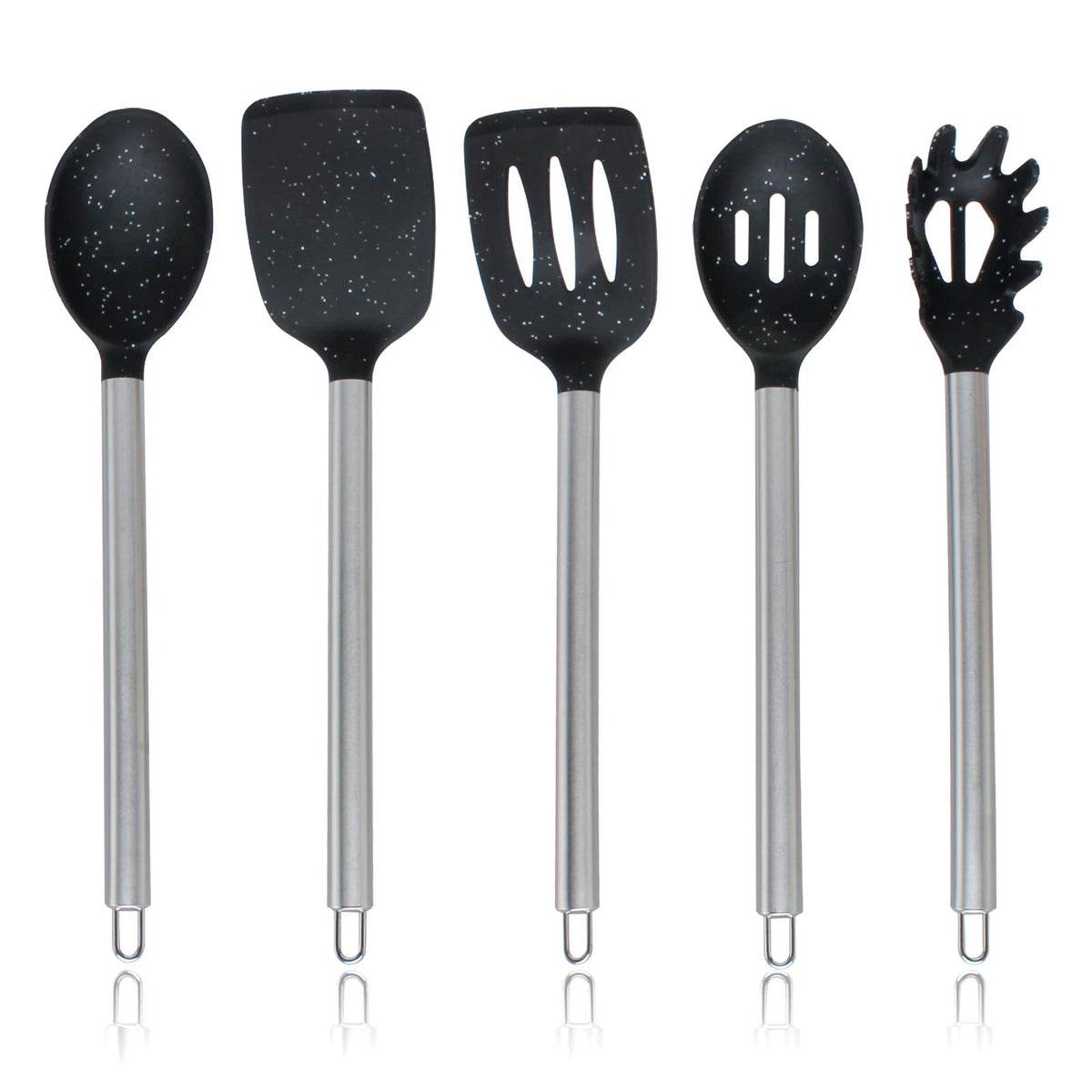 COOK WITH COLOR Silicone Cooking Utensils, Kitchen Utensil Set, Easy to Clean Silicone Kitchen Utensils, Cooking Utensils for Nonstick Cookware, Kitchen Gadgets Set, 10 Pieces, Grey Ombre