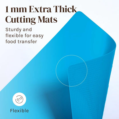 Camping Cutting Board Mats for Kitchen & RV, Flexible Set of 6 Thick 15x12
