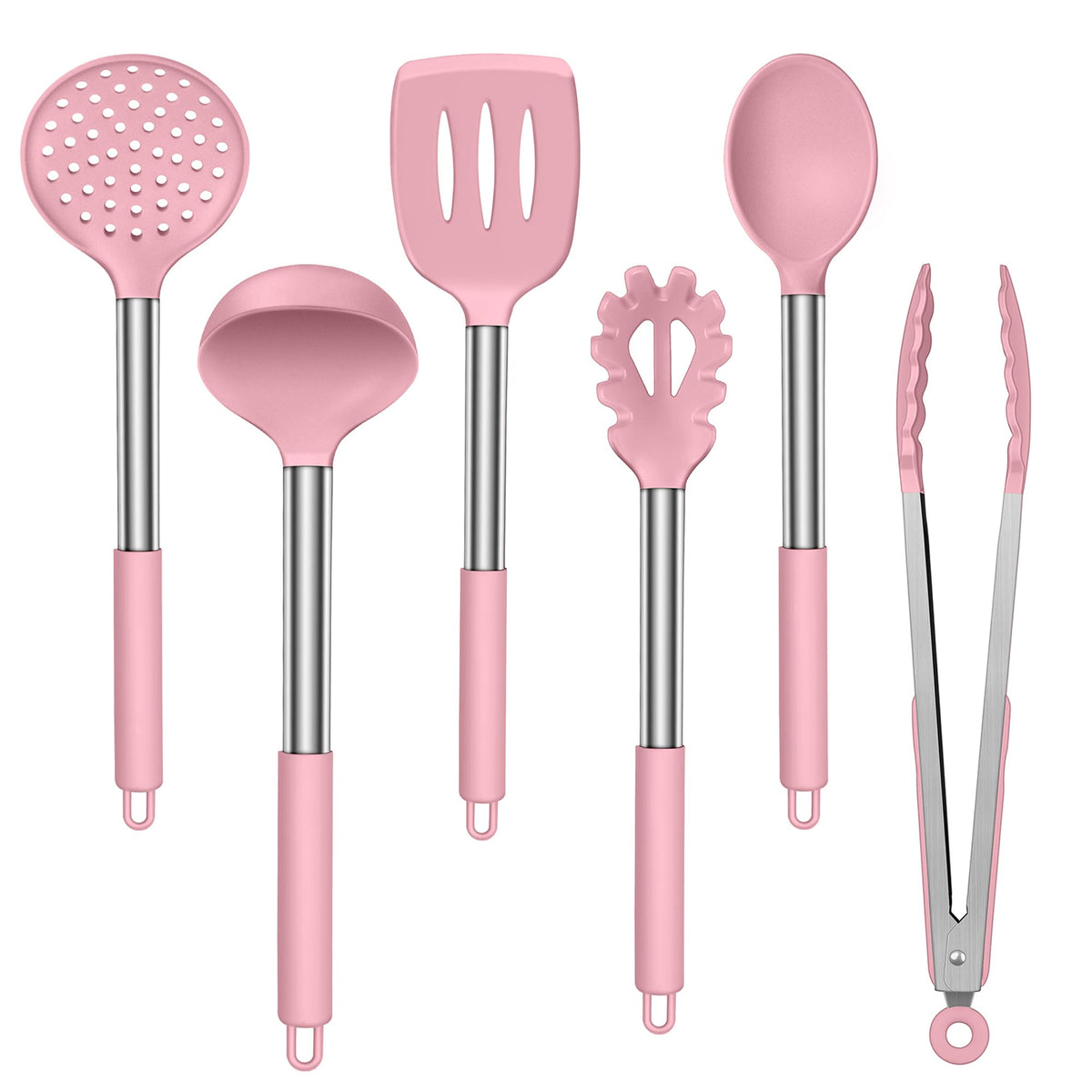 LIANYU Silicone Kitchen Utensils, 6 Pcs Cooking Utensils Spatula Set, Blue