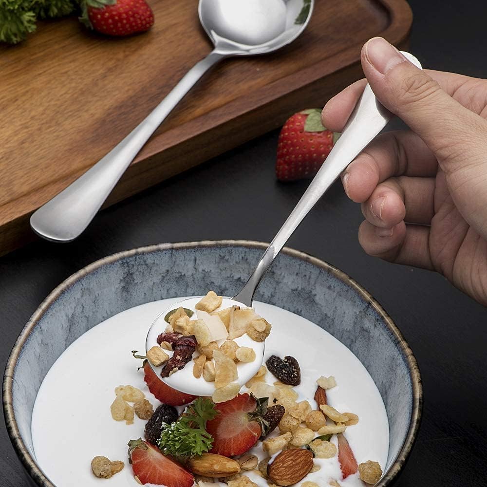 Soup Spoons, 8pcs Stainless Steel Spoons Heavy-Weight Round Spoon Flatware