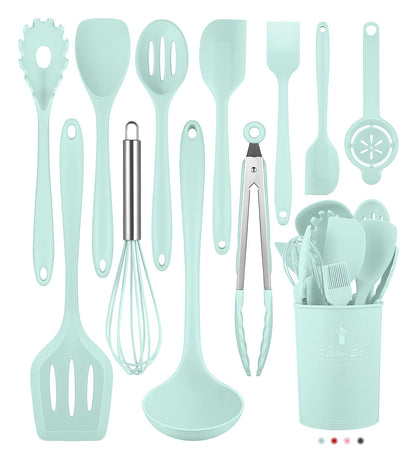 Green Kitchen Utensils Set-12 Pieces Silicone Cooking Utensils Set