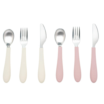 WeeSprout Toddler Utensils, 3 Forks & 3 Spoons, 18/8 Stainless Steel & Food Grade Silicone, Thick Easy-Grip Handles, Perfect Length For New Self Feeders, Gentle On Gums & Teeth, Dishwasher Safe