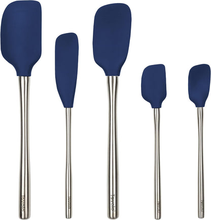 Tovolo Flex Core 5 Piece Silicone Spatula Set Heat Resistant All Silicone Utensils Include Non Stick Spatula Spoonula Jar Scraper, Dishwasher Safe BPA Free Spatulas for Baking Mixing, Pesto Green