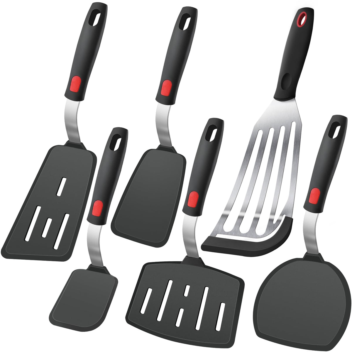 4Pcs Silicone Spatula Turner Set, Heat Resistant Silicone Spatula for Nonstick Cookware, BPA Free Kitchen Spatula Cooking Utensils Set, Flexible Spatula Turner for Flipping Eggs, Burger, Fish, Pancake